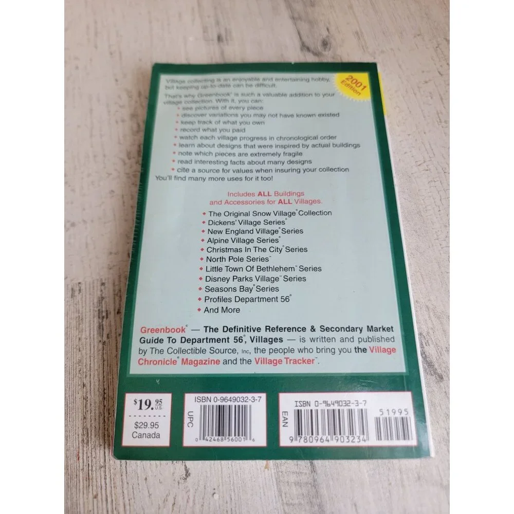 Vintage green book‎ Department 56 2001 guide to book